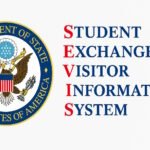 Official seal of the U.S. Department of State next to the acronym SEVIS, representing the Student Exchange Visitor Information System.